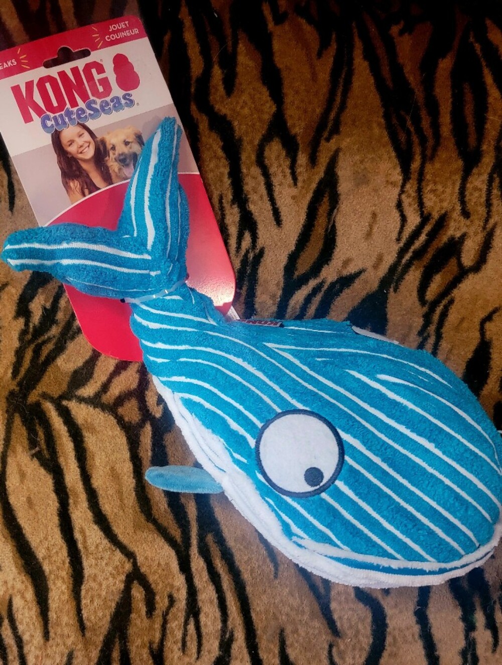 Kong Dog Whale Toy W Squeak Cuteseas Blue Large Xlarge Dog Ea.
